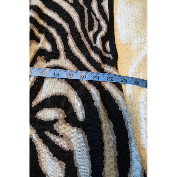 Chicos Zebra Print Open Front Cardigan Vest Size 3 XL Faux Leather Trim - Picture 14 of 16